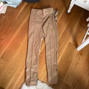Zara tan leather like pants size medium